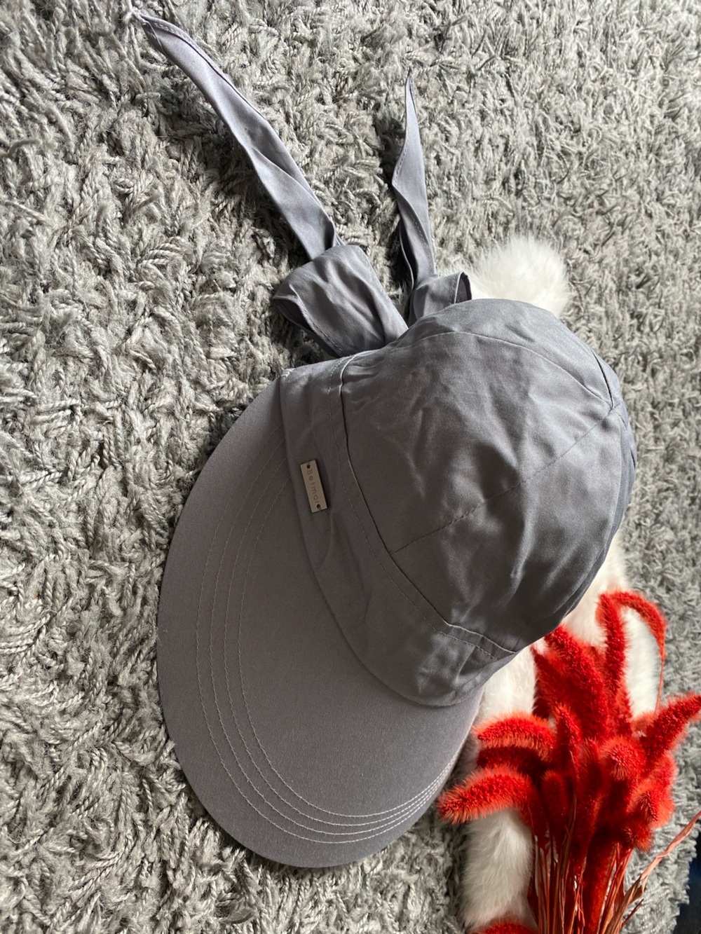 Betmar Light Grey Cotton Wide Brim Sun Hat with Back Tie